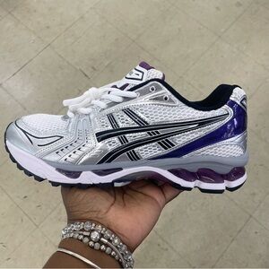 Asics White and Purple Athletic Shoes
